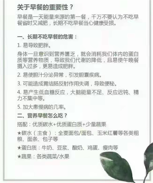 关于早餐的重要性